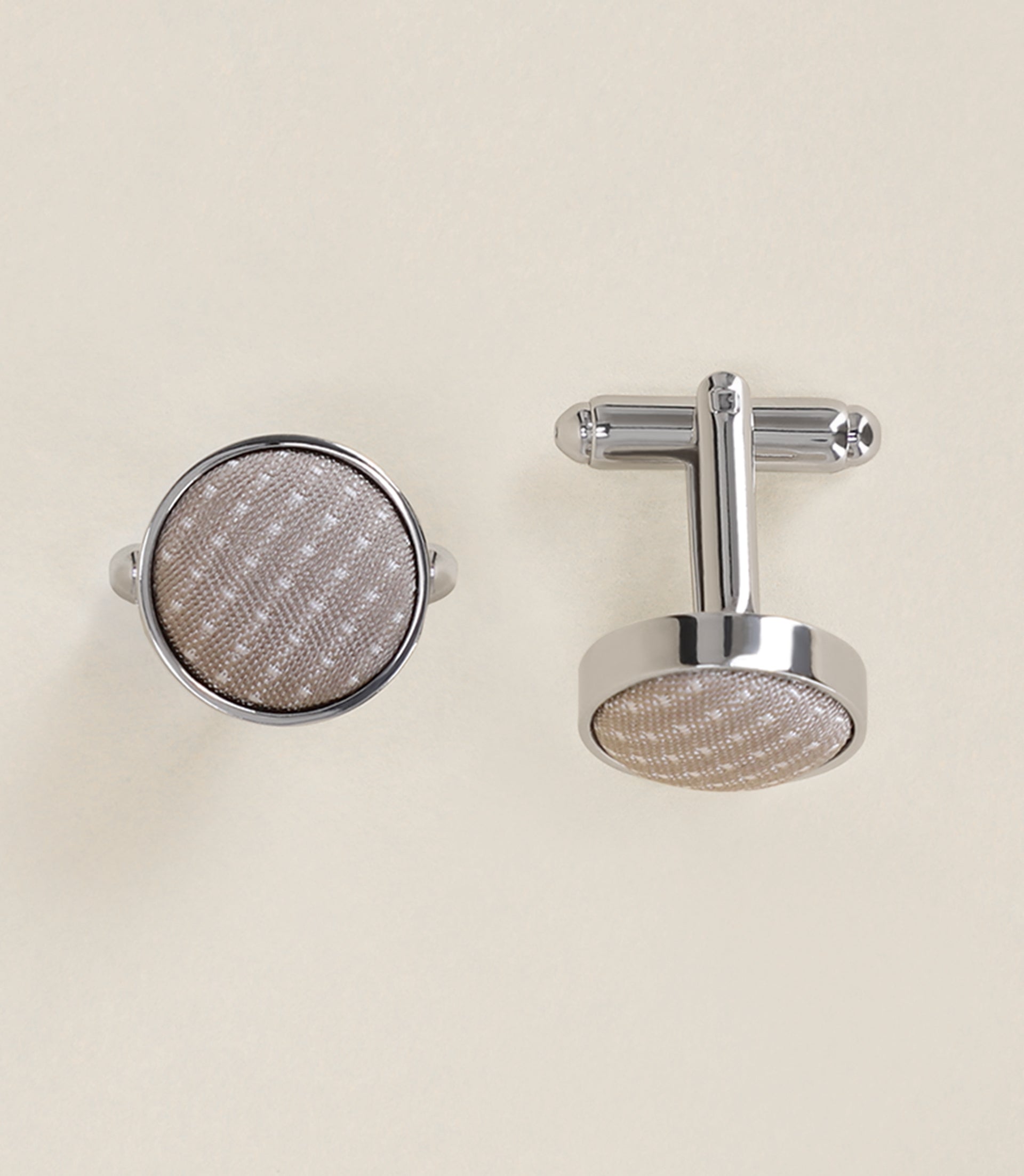 Boutons de manchette en soie beige - IZAC
