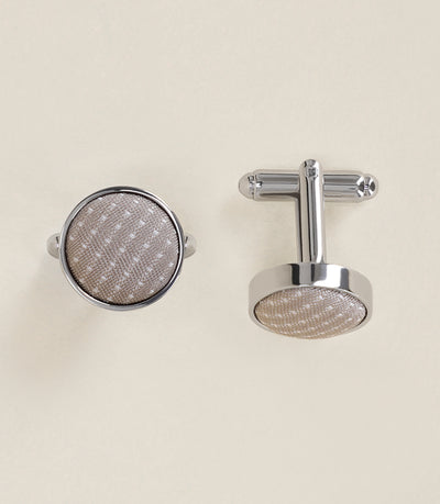 Boutons de manchette en soie beige - IZAC