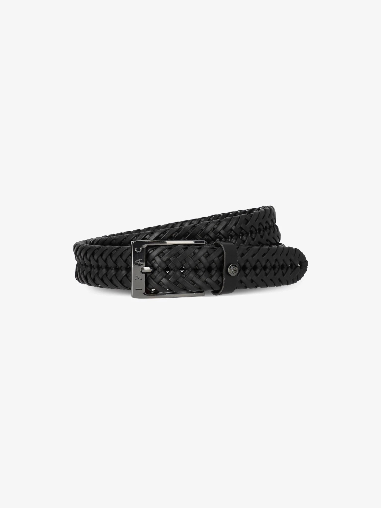 Ceinture tressée en cuir noir - IZAC