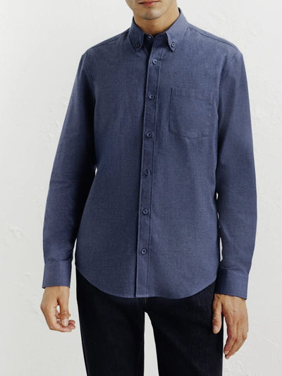 Chemise casual avec col boutonné marine - IZAC