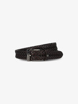 Ceinture tressée en cuir marron - IZAC