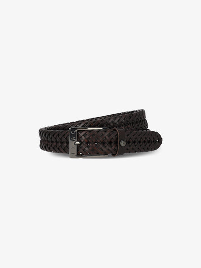 Ceinture tressée en cuir marron - IZAC