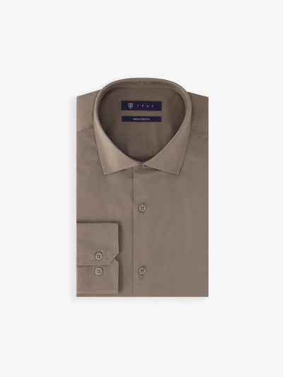 Chemise en satin de coton taupe - IZAC