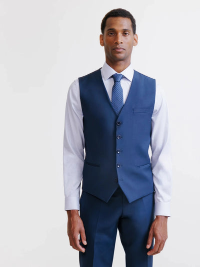 Gilet ville avec laine majoritaire bleu - IZAC