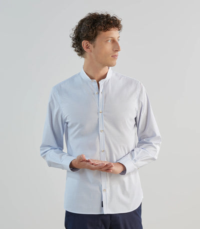 Chemise col mao avec coudières ciel - IZAC