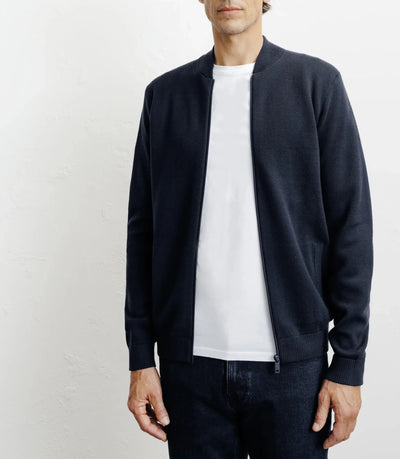 Cardigan zippé col teddy marine - IZAC
