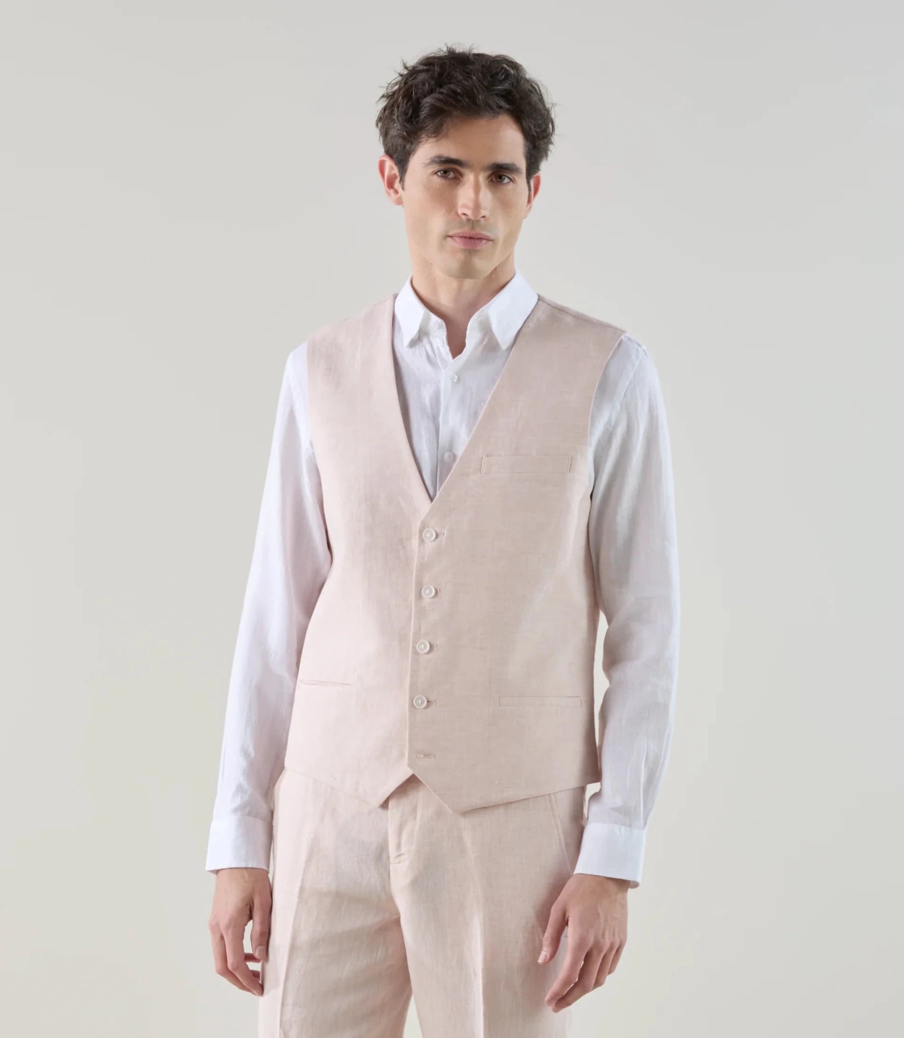 Gilet ville 100% lin rose - IZAC
