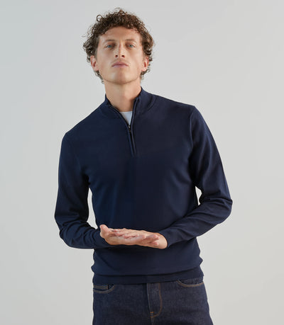 Pull demi - zip à col montant marine - IZAC
