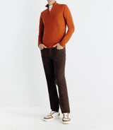 Pull coton/cachemire col zippé brique - IZAC