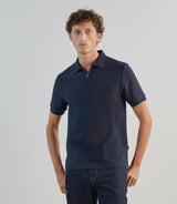 Polo col zip en jeu de points marine - IZAC