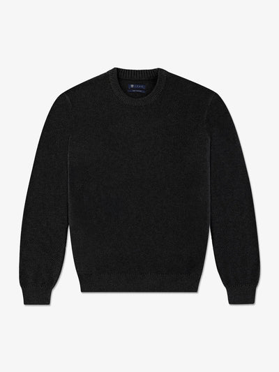 Pull col rond uni jeu de point noir