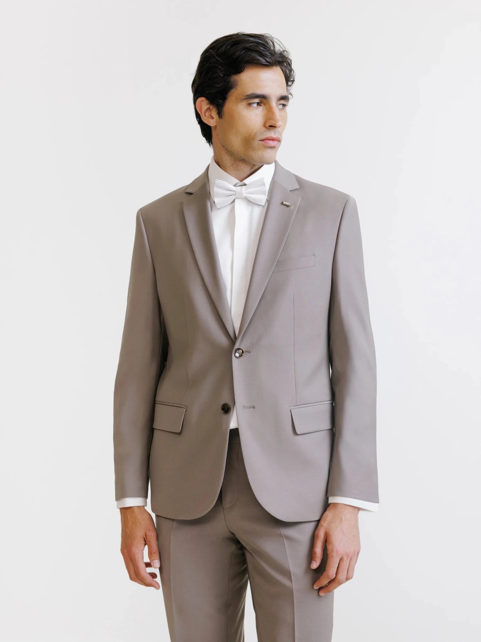 Costume 2 boutons laine majoritaire taupe - IZAC
