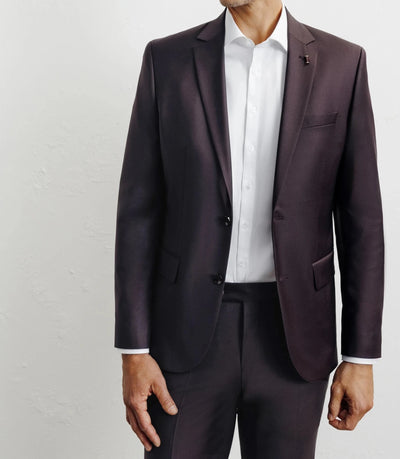 Costume 2 boutons laine majoritaire bordeaux foncé - IZAC