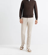 Pull coton/cachemire col zippé chocolat - IZAC