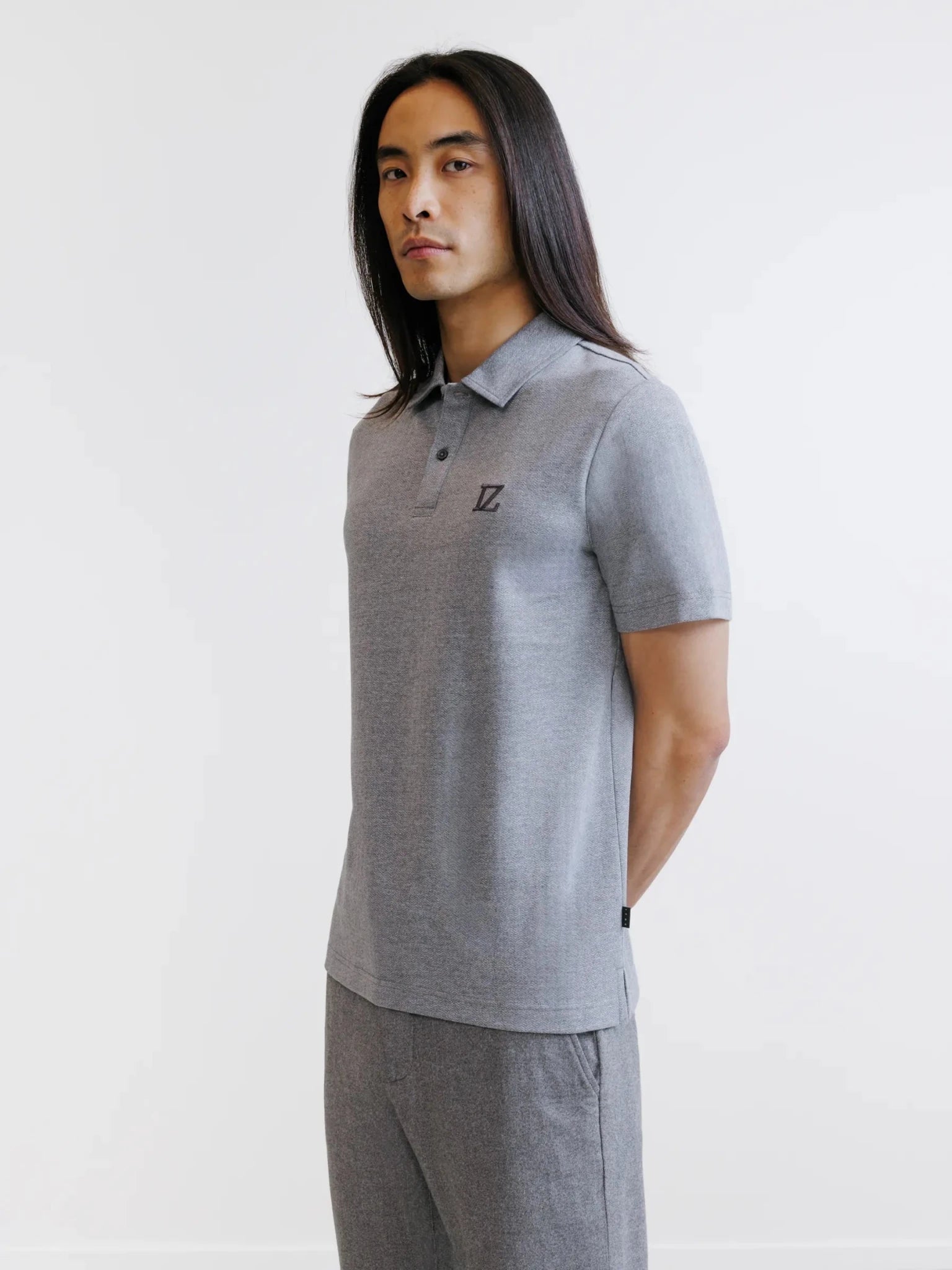 Polo en chevron gris chiné - IZAC