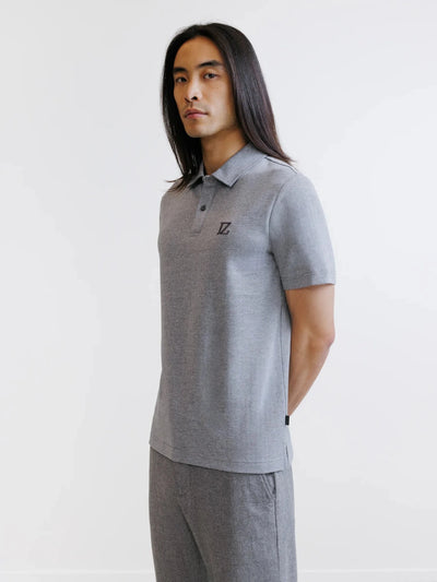 Polo en chevron gris chiné - IZAC