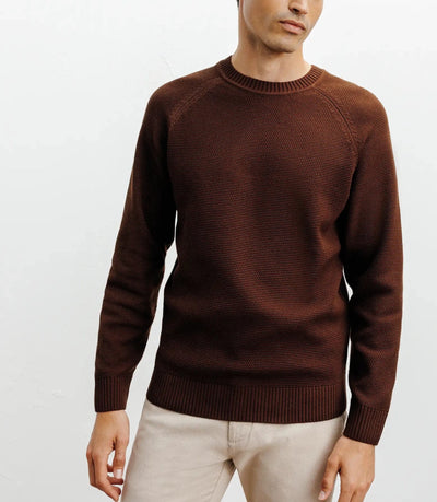 Pull col rond jeux de points chocolat - IZAC