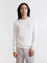 Ecru round-neck jacquard sweater