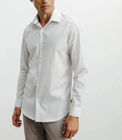 Chemise ville imprimée beige - IZAC