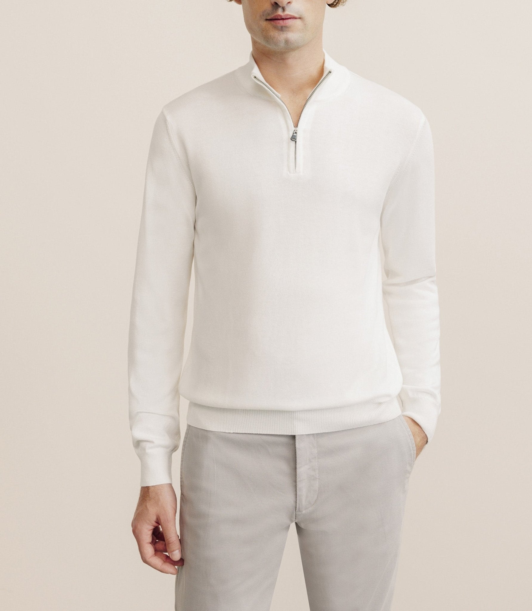 Pull col montant demi zippé écru - IZAC