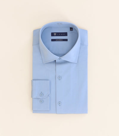 Chemise ville en satin de coton indigo - IZAC