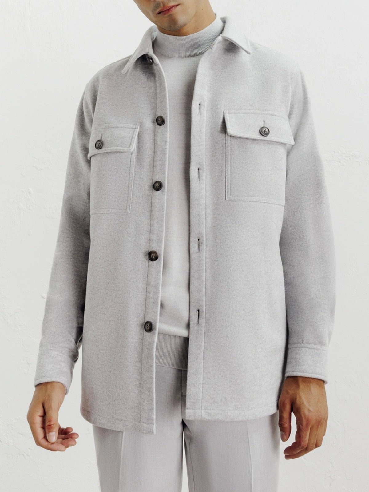 Veste casual col chemise gris clair - IZAC