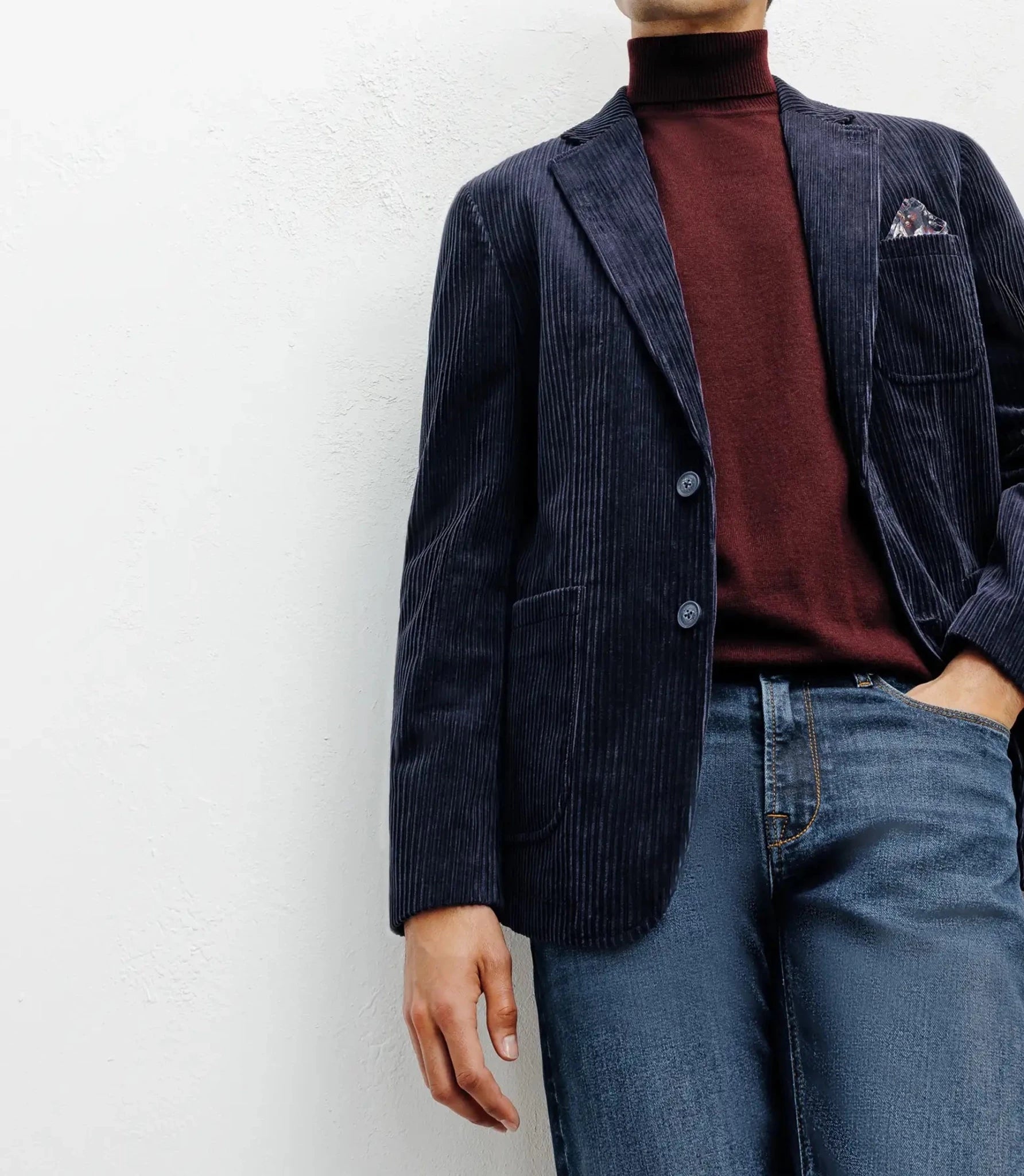 Veste en velours côtelé marine - IZAC