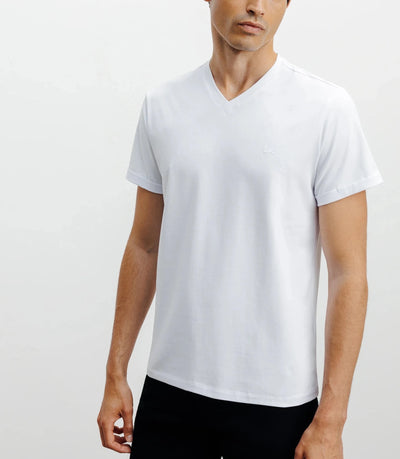 T-shirt col V blanc - IZAC