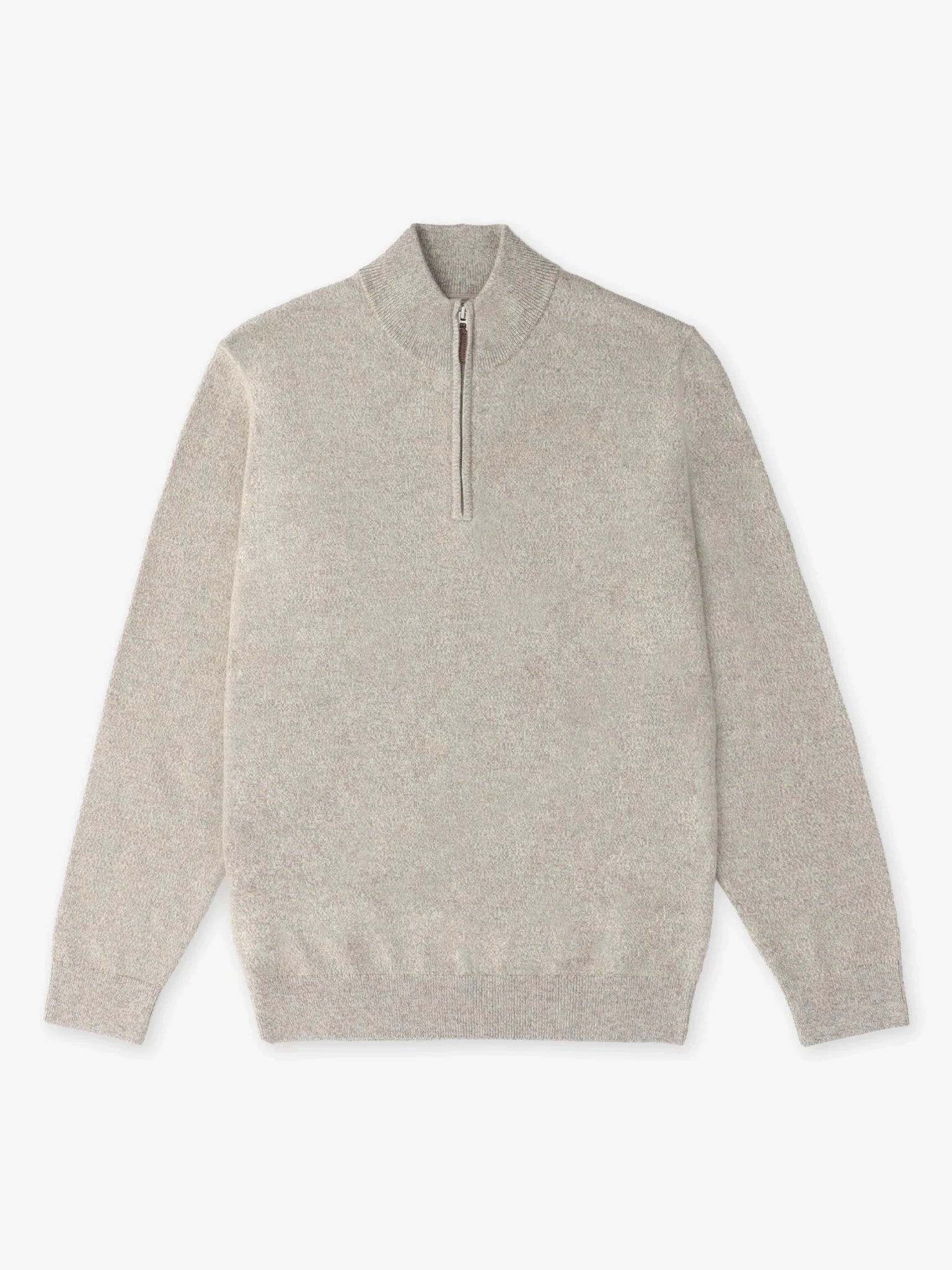 Pull col demi zip mouliné beige - IZAC