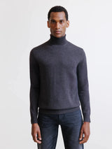 Pull col roulé en laine mérinos réglisse