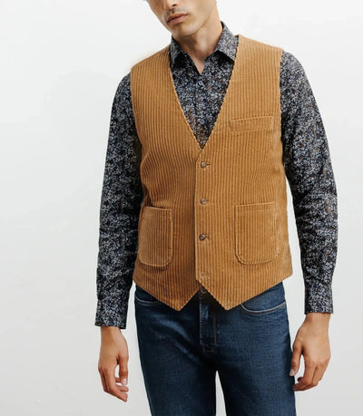 Gilet ville en velours côtelé camel - IZAC