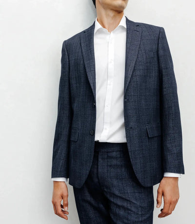 Veste ville Prince de Galles bleu denim - IZAC