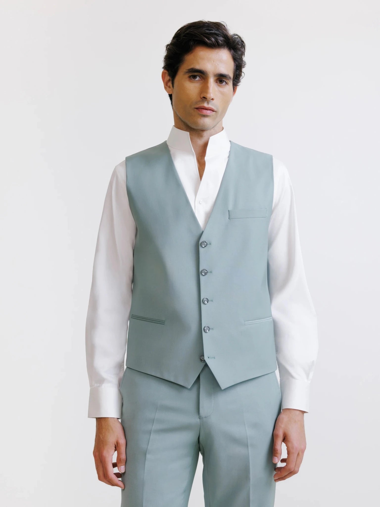 Gilet ville en laine majoritaire vert clair - IZAC