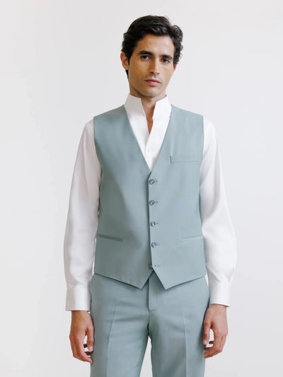Gilet ville en laine majoritaire vert clair - IZAC
