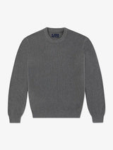 Pull col rond uni jeu de point gris
