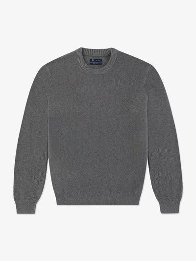 Pull col rond uni jeu de point gris