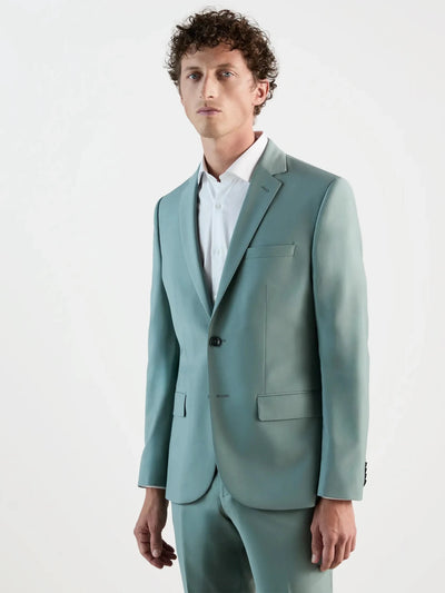 Costume 2 boutons en laine majoritaire vert clair - IZAC