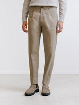 Pantalon chino à plis taupe - IZAC