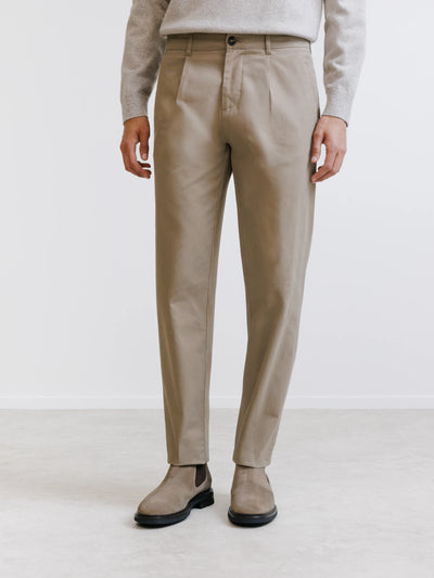 Pantalon chino à plis taupe - IZAC