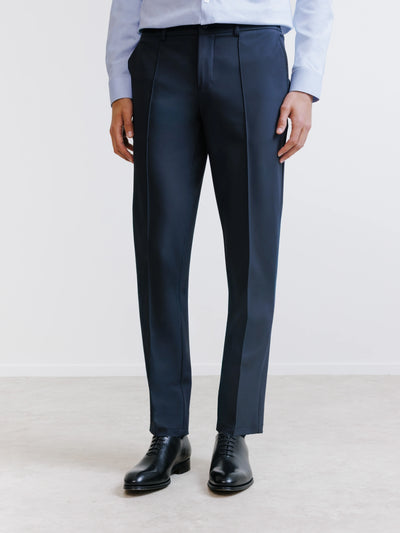 City trousers in navy technical fabric