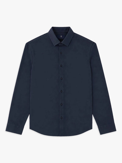 Navy jersey slim-fit shirt