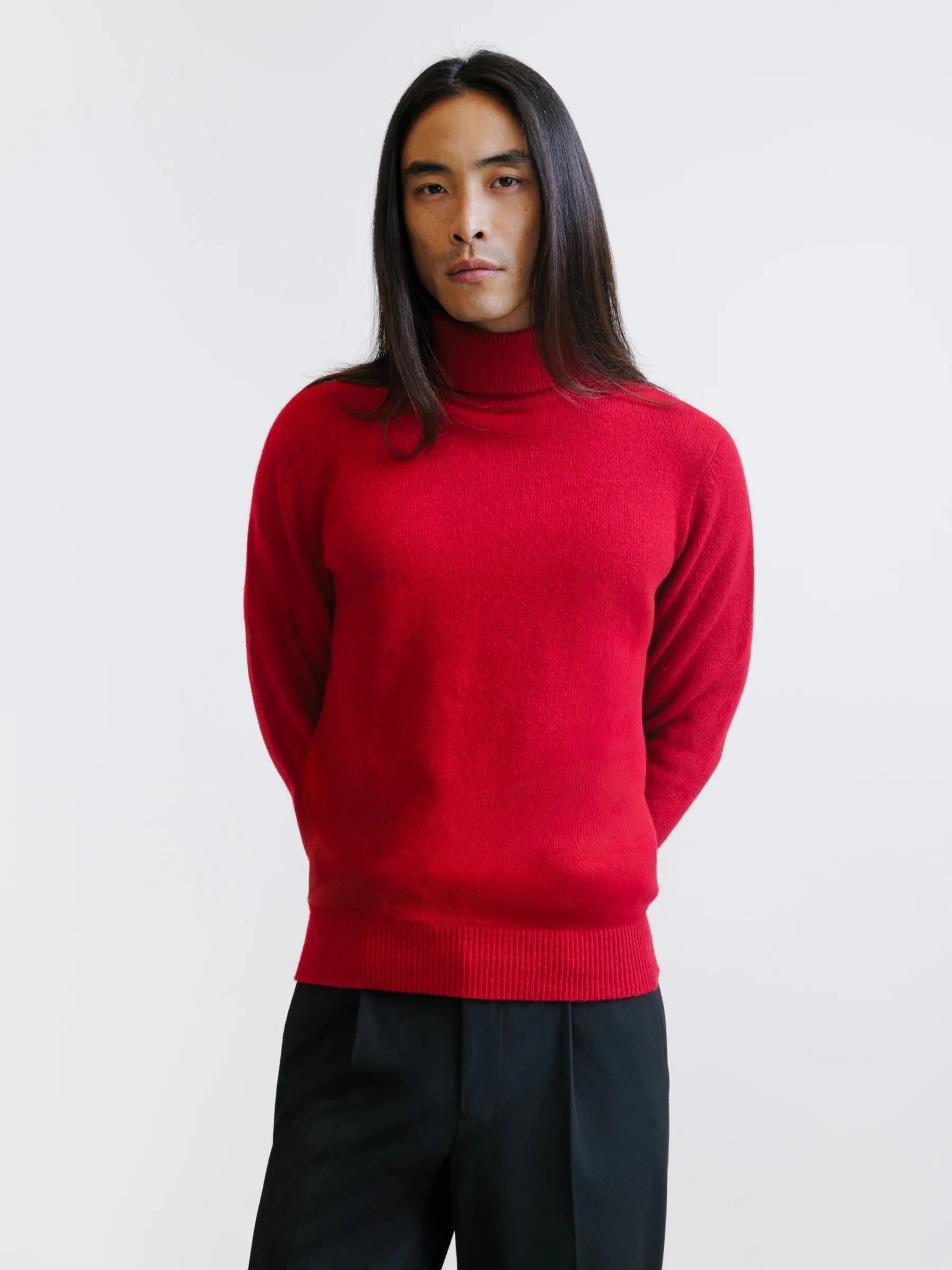 Pull en laine col roulé rouge foncé - IZAC