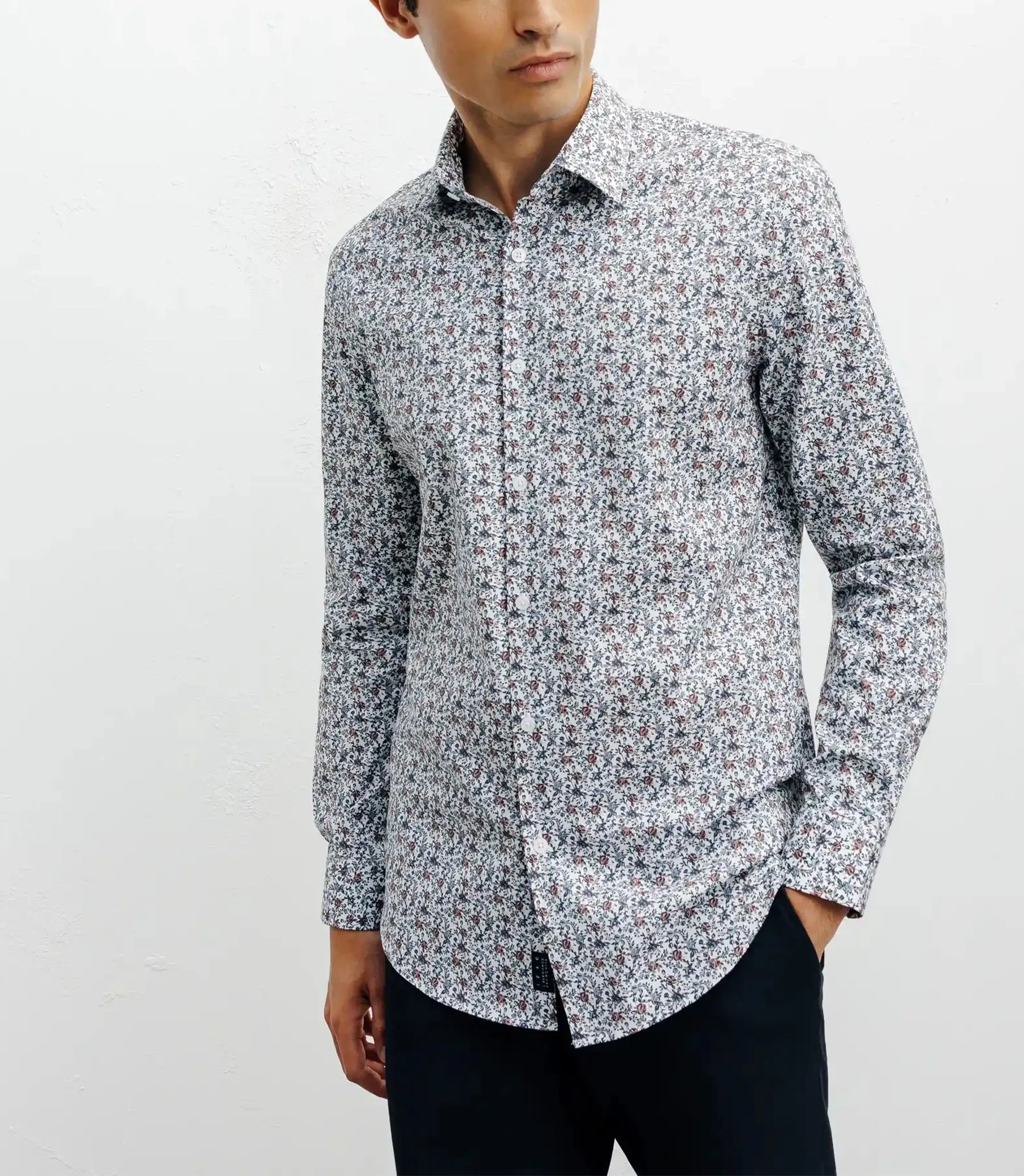 Chemise casual imprimé fleurs bleu - IZAC