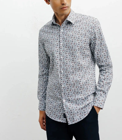 Chemise casual imprimé fleurs bleu - IZAC