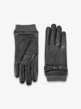 Gants en cuir et bord côte en maille noire - IZAC