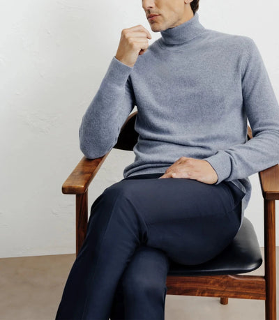 Pull col roulé 100% cachemire indigo - IZAC