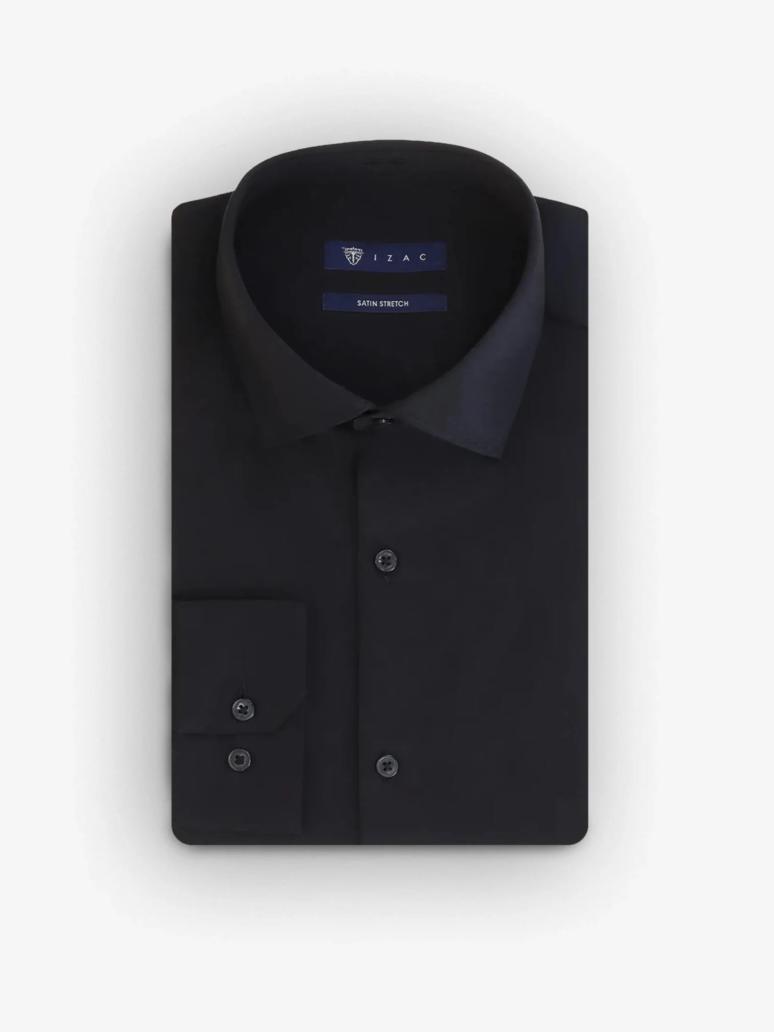 Chemise slim en satin de coton noire - IZAC