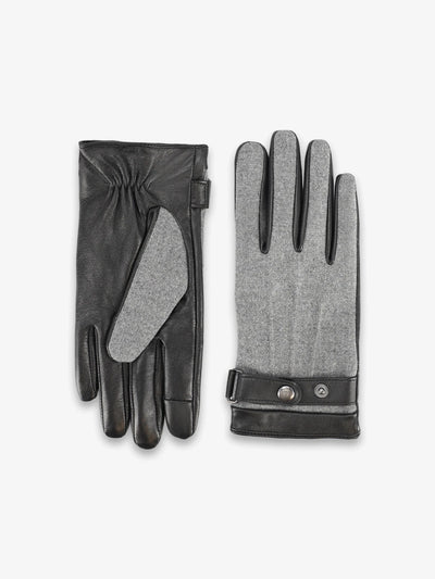 Gants bi-matière tissu et cuir gris - IZAC