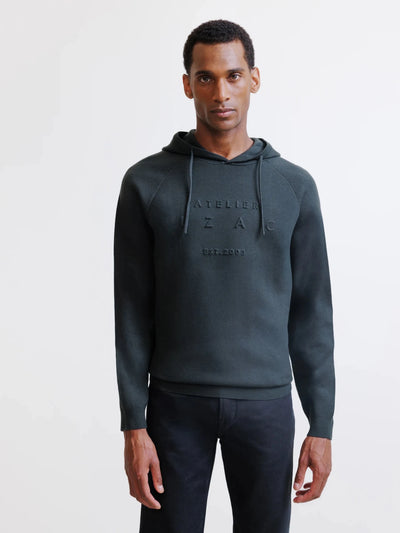 Pull à capuche en maille kaki foncé - IZAC