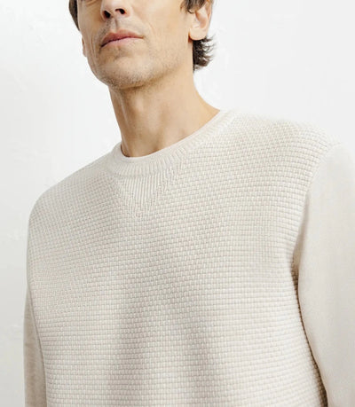 Pull col rond jeux de points beige - IZAC